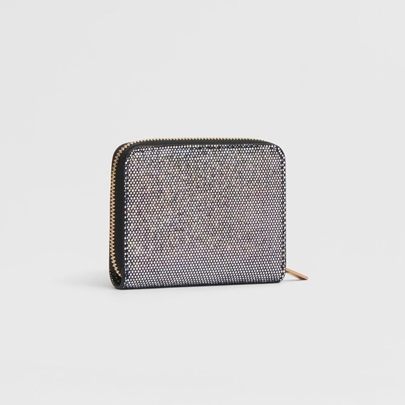 MANSUR GAVRIEL Compact Zip Case Card Wallet in Glitter Goat Suede Leather - Picture 2 of 5
